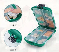 Органайзер для таблеток, таблетниця на 10 відділень, зелена