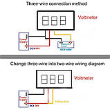Цифровий вольтметр синій міні 0.28' Діапазон вимірювання 0-100 В, фото 5