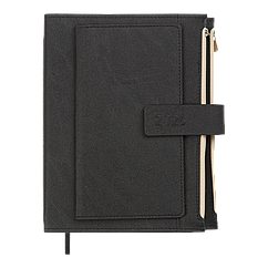 Щоденник датований 2026 ENIGMA, A5, чорний, штуч. шкіра/поролон