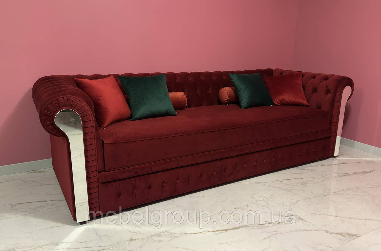 Диван Честерфілд 3ка з дзеркалами 264х100х85 (повністю розбірний)