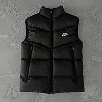 Чорна жилетка чоловіча на блискавці без капюшона Найк S M L XL XXL
