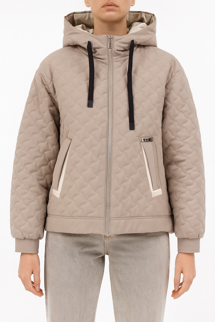 Куртка жіноча стьобана напівбатал бежева (507), фото 1