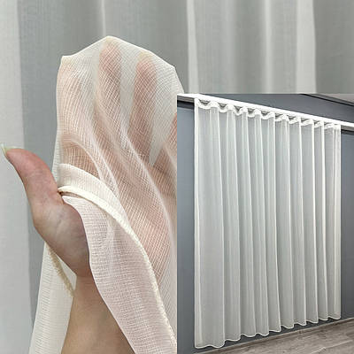 Тюль (3х2,5м.) однотонний. Колір молочний. Код 40-126