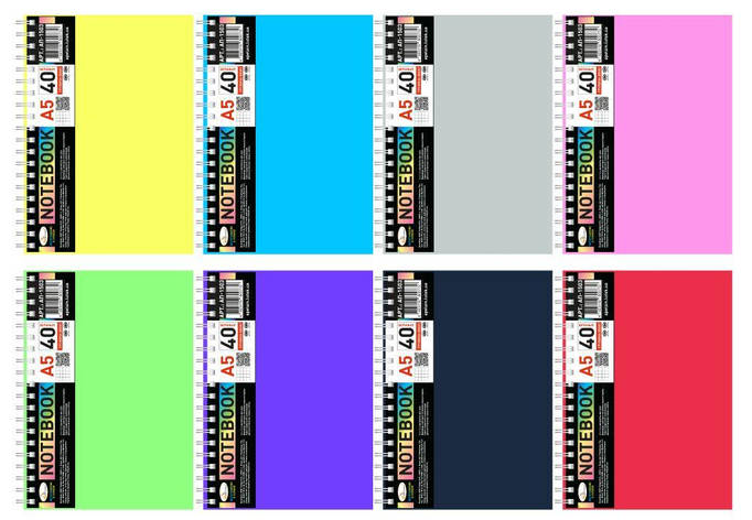 Блокнот А-5 40арк. пластик, спіраль збоку Апельсин АП-1503, фото 1