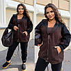 Теплий жіночий спортивний костюм батал великого розміру зимовий з кофтою на блискавці та капюшоном, фото 3