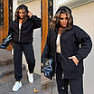 Теплий жіночий спортивний костюм батал великого розміру зимовий з кофтою на блискавці та капюшоном, фото 5