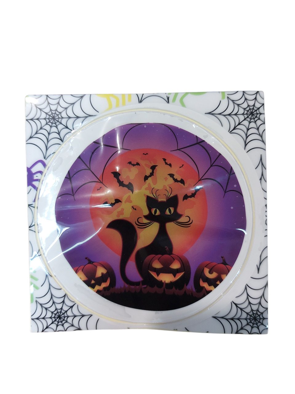 Наклейка для Хелловін Кіт і місяць 8 см різнобарвний, фото 1
