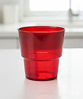 Одноразовий склоподібний стакан без ніжки 200 мл червоний, склопластиковий посуд для напоїв та десертів