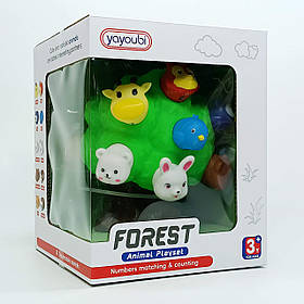 Дерево-сортер з тваринами 10 в 1 — навчальна гра з цифрами, фігурки диких тварин, арт. 207