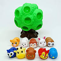 Дерево-сортер з тваринами 10 в 1 — навчальна гра з цифрами, фігурки диких тварин, арт. 207, фото 10