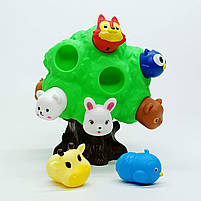 Дерево-сортер з тваринами 10 в 1 — навчальна гра з цифрами, фігурки диких тварин, арт. 207, фото 9