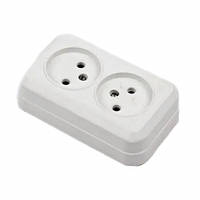 Розетка подвійна без землі РА16-У07 з дном біла Житомир