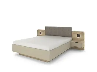 Ліжко з приліжковими тумбами та підіймачем Letto D, 160, дуб Терра/сірий камінь