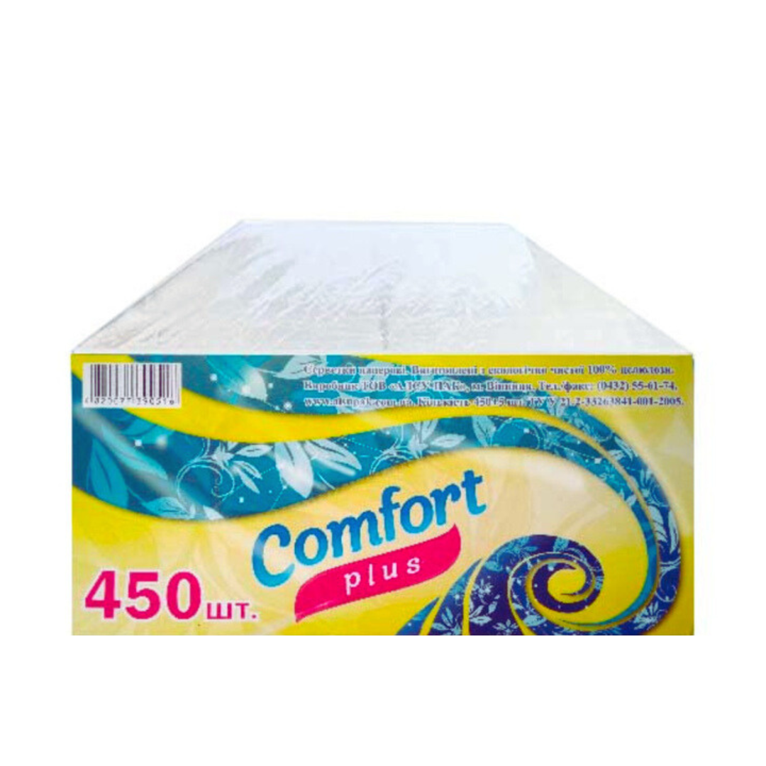 Серветки столові барні "Комфорт плюс" одношарові білі, 21*21 см 450шт., фото 1