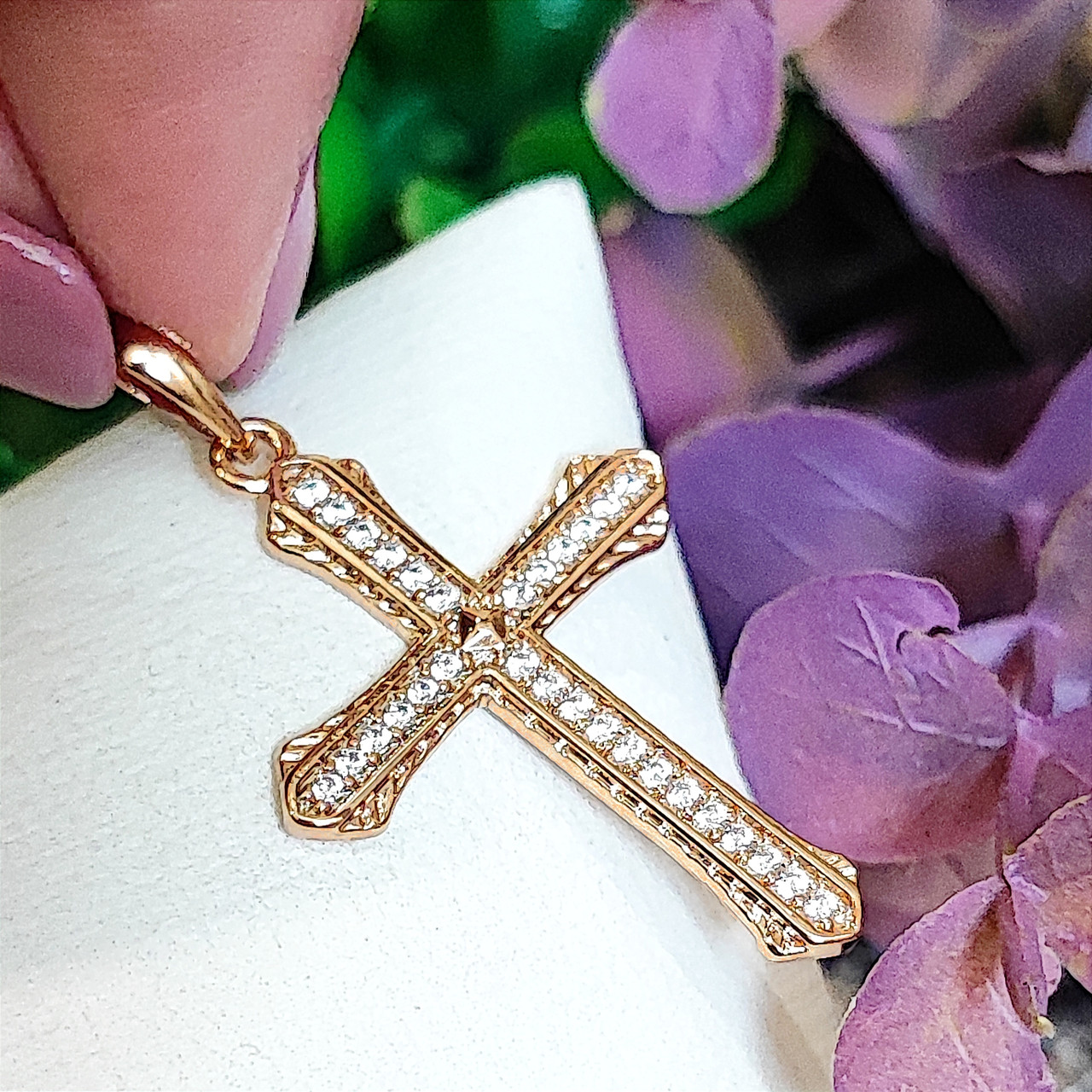 Хрестик Xuping Jewelry довжина з вушком 3.8см ширина 2.2см медичне золото позолота 18К к390