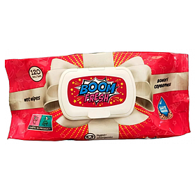 Вологі серветки 120 шт з клапаном BOOM FRESH