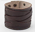 Чоловічий шкіряний широкий браслет-манжета "Wolverine" з декоративними переплетеними смужками, фото 4