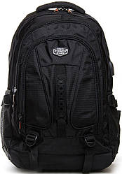 Рюкзак туристичний на 43 літри для ноутбука 15" чорний тканинний чоловічий великий на два відділи 50x35x25 см Power in Eavas 8212