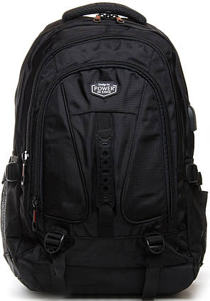 Рюкзак туристичний на 43 літри для ноутбука 15" чорний тканинний чоловічий великий на два відділи 50x35x25 см Power in Eavas 8212, фото 1