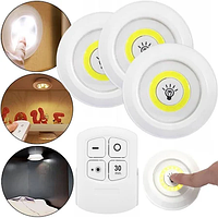 Світлодіодний сенсорний нічник підсвічування з пультом 3 шт. / Набір бездротових ламп/LED світильник