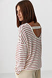 Легкий в'язаний джемпер у смужку — червоний колір, ONE SIZE (є розміри), фото 2