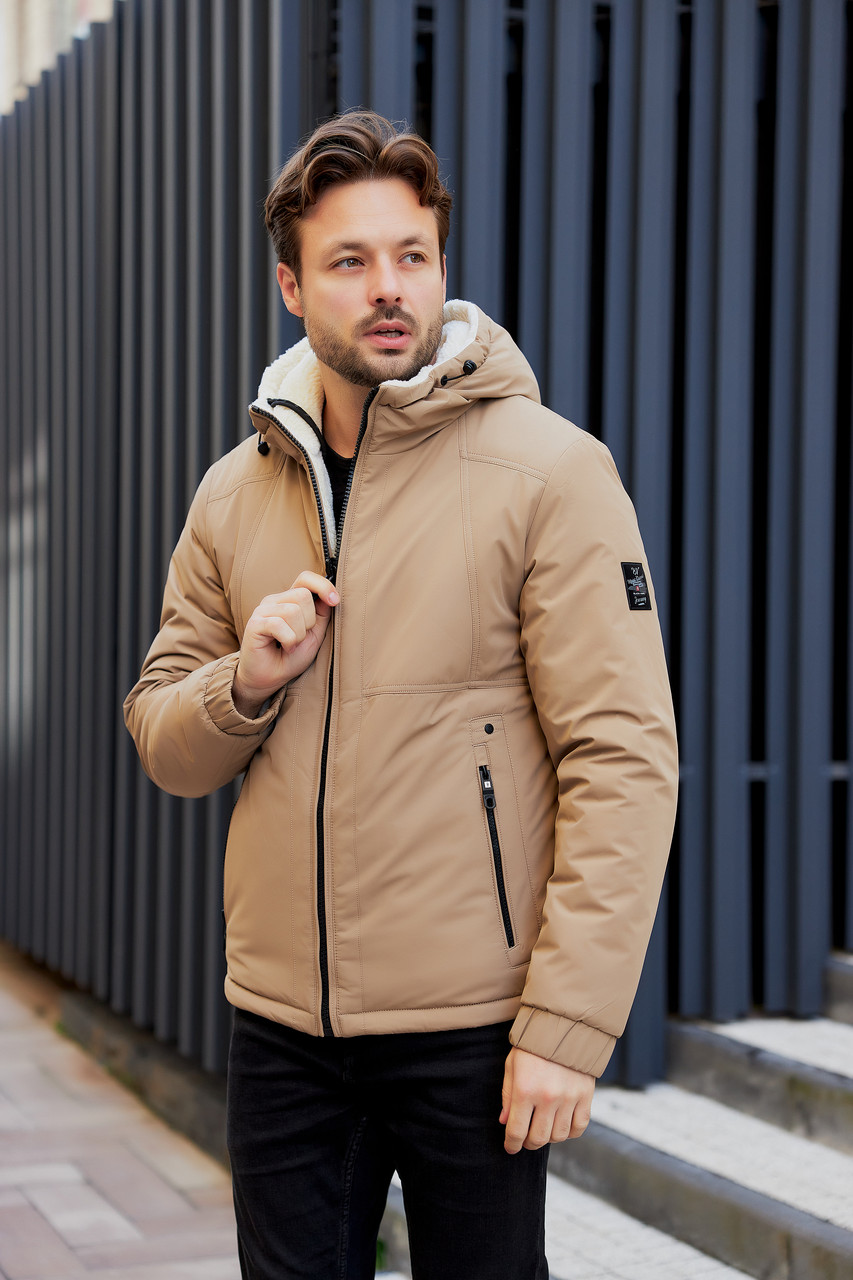 Двухсторонняя зимняя мужская куртка Black Vinyl C25-2702LS17