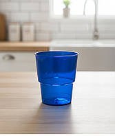 Склоподібний одноразовий стакан без ніжки 200 мл синій, склопластиковий посуд для напоїв та десертів