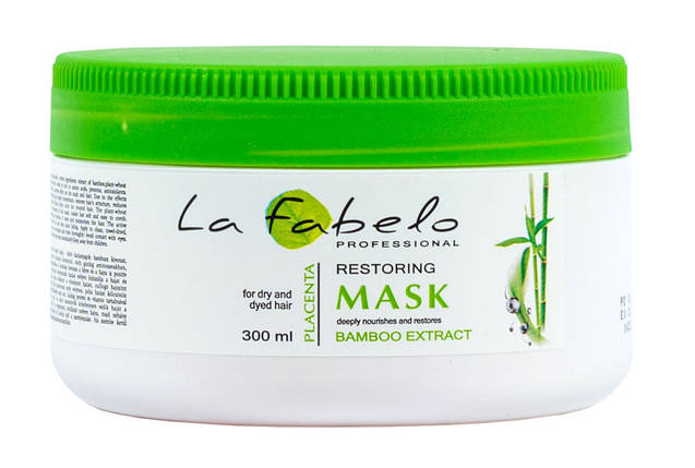 Маска La Fabelo Professional для сухого та фарбованого волосся з екстрактом бамбука та пшеничною плацентою 300 мл, фото 2