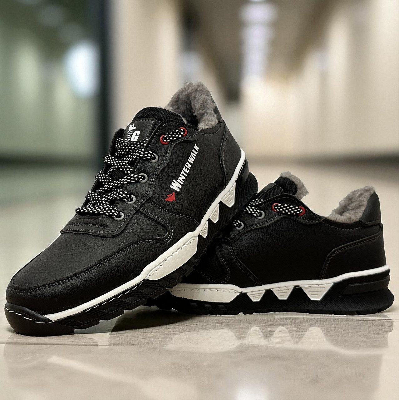 Кросівки чоловічі на хутрі утеплені зимові (Сгб-14чб), фото 1