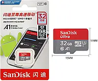 Карта памяти SanDisk microSDHC 32 ГБ Class 10, карта памяти для хранения данных быстрая и надежная