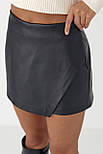 Спідниця-шорти з екошкіри — чорний колір, S (є розміри), фото 4