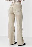 Широкі прямі джинси з високою посадкою — бежевий колір, 36р (є розміри), фото 2