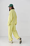 Спортивний теплий костюм з вільним світшотом і штанами — жовтий колір, ONE SIZE (є розміри), фото 2
