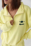 Спортивний теплий костюм з вільним світшотом і штанами — жовтий колір, ONE SIZE (є розміри), фото 4