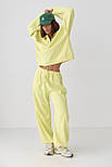 Спортивний теплий костюм з вільним світшотом і штанами — жовтий колір, ONE SIZE (є розміри), фото 5