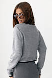 Короткий кардиган на ґудзиках із контрастною окантовкою — сірий колір, ONE SIZE (є розміри), фото 2