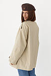 Подовжена жіноча вітрова куртка — бежевий колір, M (є розміри), фото 2
