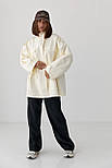 Подовжена жіноча вітрова куртка — кремовий колір, M (є розміри), фото 3