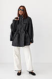 Подовжена жіноча вітрова куртка — чорний колір, M (є розміри), фото 3