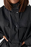 Подовжена жіноча вітрова куртка — чорний колір, M (є розміри), фото 4