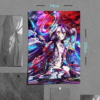 "Широ (Без гри немає життя / No game no life)" плакат (постер) розміром А5 (14х20см)