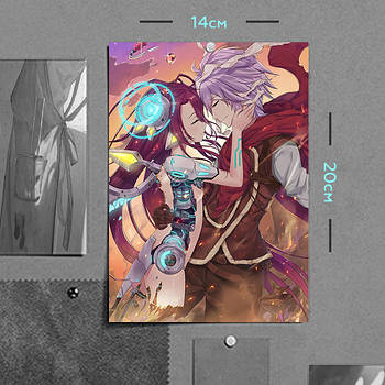 "Сора і Широ (Без гри немає життя / No game no life)" плакат (постер) розміром А5 (14х20см)