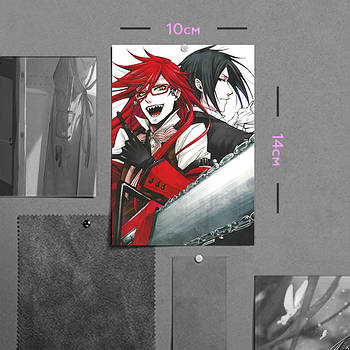 "Себастян Мікаеліс і Грелль Саткліфф (Темний дворецький / Black butler)" плакат (постер) розміром А6 (10х14см)