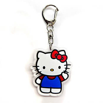 "Кішка Хеллоу Кітті / Hello Kitty" брелок акриловий двосторонній з уф-друком