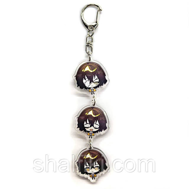 "Осаму Дазай (Проза бродячих псів / Bungo stray dogs)" брелок акриловий двосторонній з уф-друком, фото 1