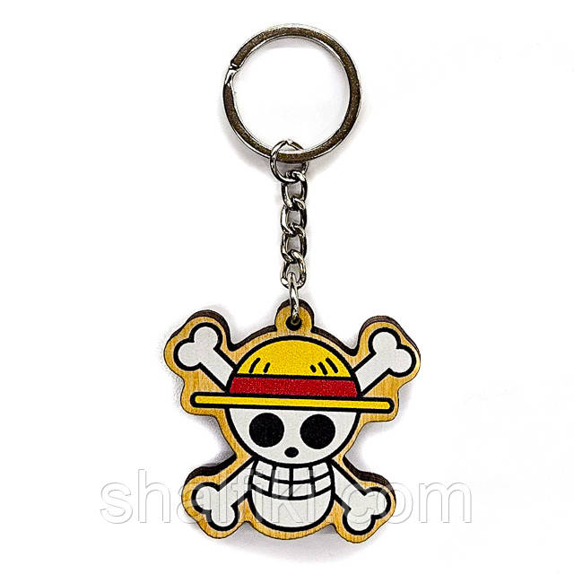 "Ван піс / One Piece" брелок дерев'яний двосторонній з уф-друком, фото 1
