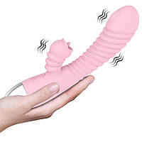 Вібратор Love Toy ділдо з язичком та режимом смоктання клітора, вагіни і сосків