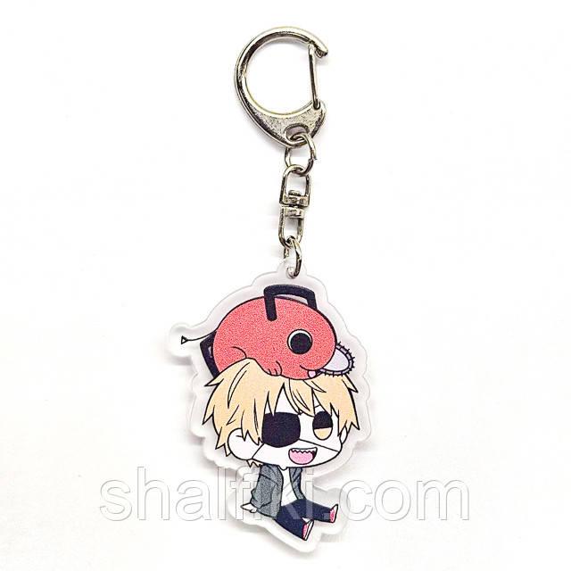 "Денджи і Почіта (Людина бензопила / Chainsaw man)" брелок акриловий двосторонній з уф-друком, фото 1