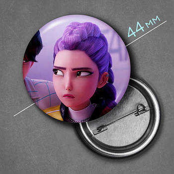 "Румі (Кейпоп мисливиці на демонів / KPop Demon Hunters)" значок круглий на булавці Ø44 мм