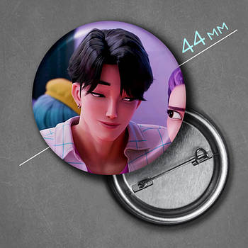 "Джіну (Кейпоп мисливиці на демонів / KPop Demon Hunters)" значок круглий на булавці Ø44 мм